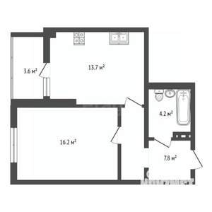 1-к квартира, вторичка, 46м2, 9/16 этаж