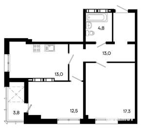 2-к квартира, строящийся дом, 64м2, 10/16 этаж