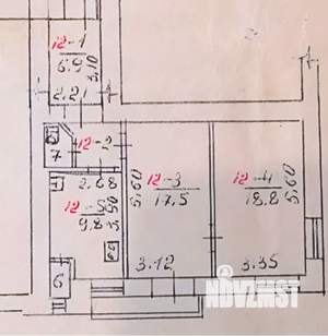 2-к квартира, вторичка, 59м2, 3/3 этаж