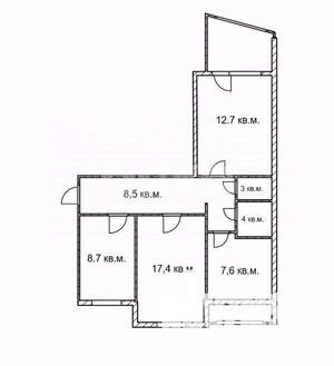3-к квартира, вторичка, 67м2, 3/9 этаж