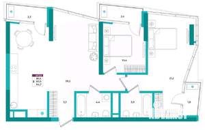 2-к квартира, вторичка, 85м2, 9/24 этаж