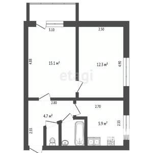 2-к квартира, вторичка, 41м2, 1/5 этаж