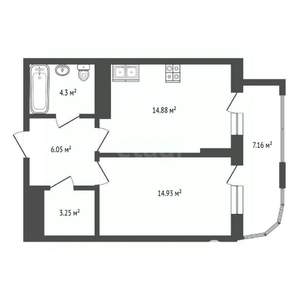 1-к квартира, вторичка, 47м2, 15/17 этаж