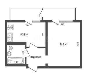 1-к квартира, вторичка, 36м2, 5/5 этаж