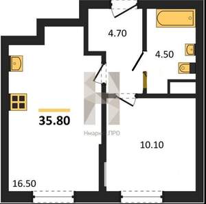 1-к квартира, строящийся дом, 36м2, 1/19 этаж