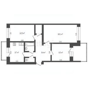 3-к квартира, вторичка, 39м2, 5/5 этаж