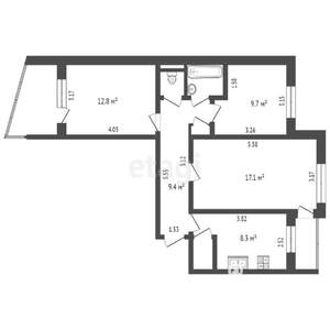 3-к квартира, вторичка, 65м2, 9/9 этаж