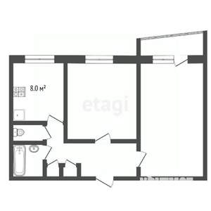 2-к квартира, вторичка, 51м2, 4/9 этаж