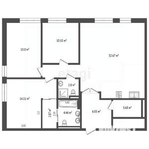 3-к квартира, вторичка, 96м2, 13/16 этаж