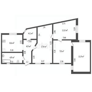 4-к квартира, вторичка, 71м2, 1/1 этаж