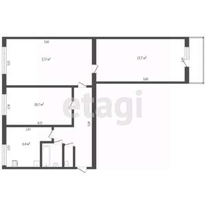 3-к квартира, вторичка, 59м2, 3/5 этаж