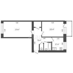 2-к квартира, вторичка, 46м2, 4/5 этаж