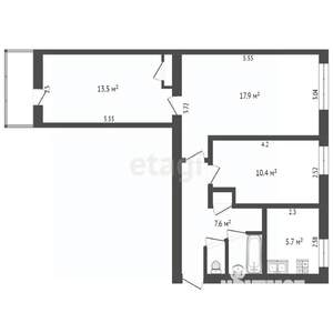 3-к квартира, вторичка, 59м2, 5/5 этаж