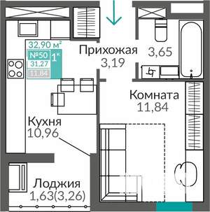 1-к квартира, вторичка, 31м2, 9/9 этаж