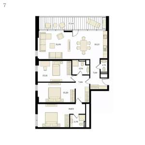 4-к квартира, вторичка, 124м2, 3/12 этаж