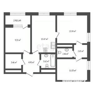 3-к квартира, вторичка, 68м2, 15/17 этаж
