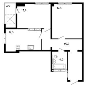 2-к квартира, строящийся дом, 67м2, 10/16 этаж