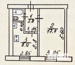 1-к квартира, вторичка, 33м2, 2/5 этаж