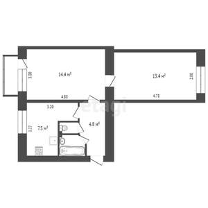 2-к квартира, вторичка, 45м2, 4/5 этаж
