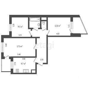 3-к квартира, вторичка, 70м2, 2/9 этаж