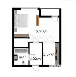 1-к квартира, вторичка, 35м2, 9/16 этаж