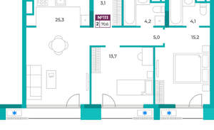 2-к квартира, вторичка, 71м2, 3/9 этаж