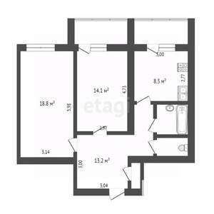 2-к квартира, вторичка, 66м2, 9/9 этаж