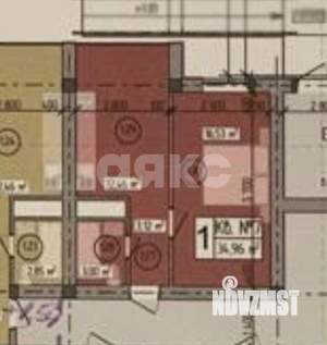 1-к квартира, вторичка, 35м2, 1/4 этаж