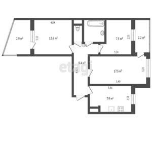 3-к квартира, вторичка, 64м2, 6/9 этаж