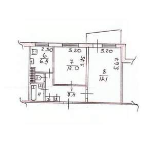 2-к квартира, вторичка, 50м2, 2/9 этаж