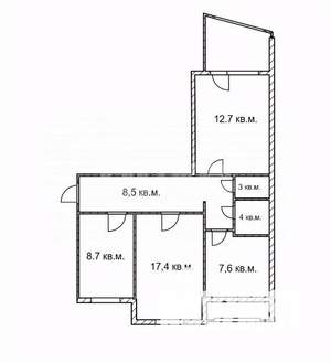 3-к квартира, вторичка, 60м2, 4/9 этаж