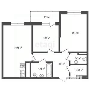 2-к квартира, вторичка, 66м2, 2/11 этаж