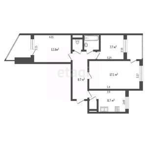 3-к квартира, вторичка, 64м2, 3/9 этаж