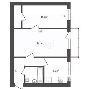 2-к квартира, вторичка, 48м2, 2/5 этаж