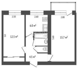 2-к квартира, вторичка, 43м2, 5/5 этаж