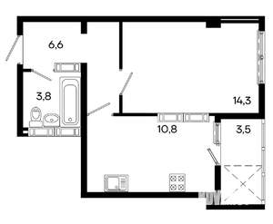1-к квартира, строящийся дом, 42м2, 5/16 этаж