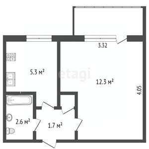 1-к квартира, вторичка, 22м2, 2/5 этаж