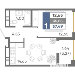 1-к квартира, вторичка, 37м2, 15/16 этаж