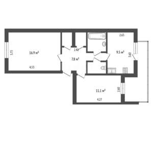 2-к квартира, вторичка, 51м2, 2/5 этаж