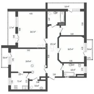 4-к квартира, вторичка, 115м2, 9/9 этаж