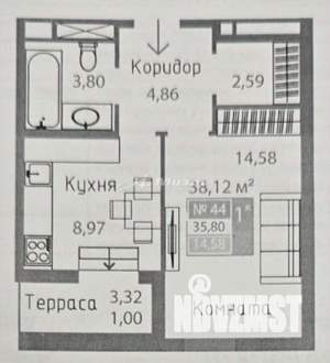 1-к квартира, вторичка, 38м2, 8/9 этаж