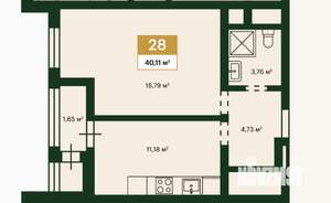 1-к квартира, вторичка, 40м2, 4/18 этаж