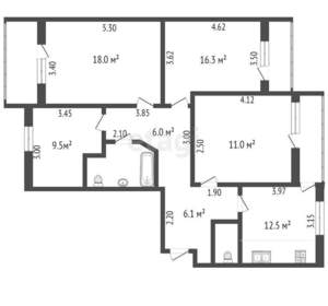 4-к квартира, вторичка, 93м2, 4/5 этаж
