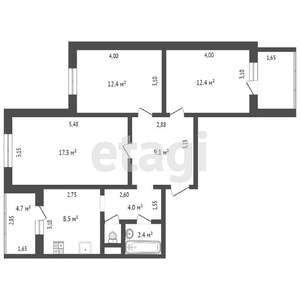 3-к квартира, вторичка, 72м2, 8/10 этаж