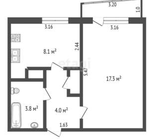 1-к квартира, вторичка, 34м2, 8/9 этаж