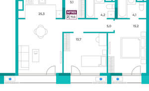 2-к квартира, вторичка, 71м2, 8/9 этаж