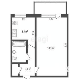 1-к квартира, вторичка, 31м2, 3/5 этаж