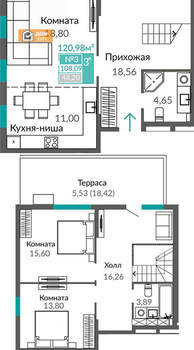 3-к квартира, вторичка, 108м2, 1/11 этаж