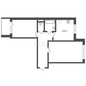 2-к квартира, вторичка, 56м2, 1/9 этаж