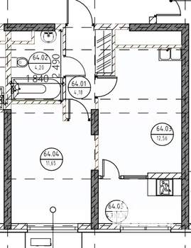 1-к квартира, вторичка, 37м2, 6/12 этаж